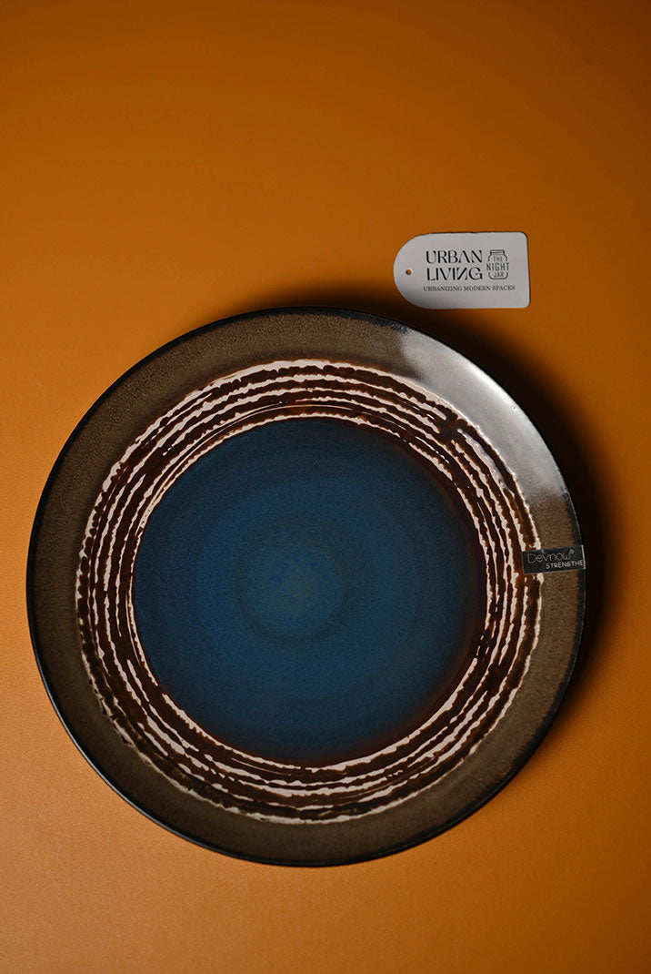 Premium Ceramic Blue Brown Dinner Plate