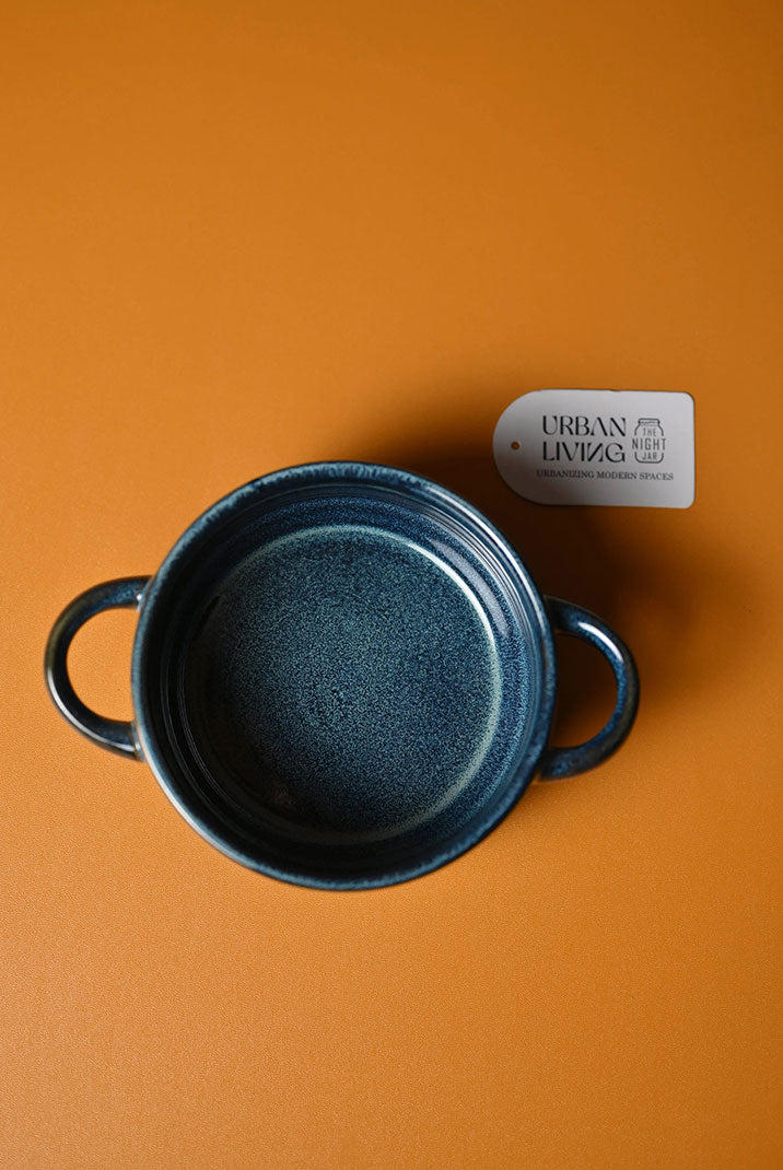 Blue Basic Ceramic Handle Bowl