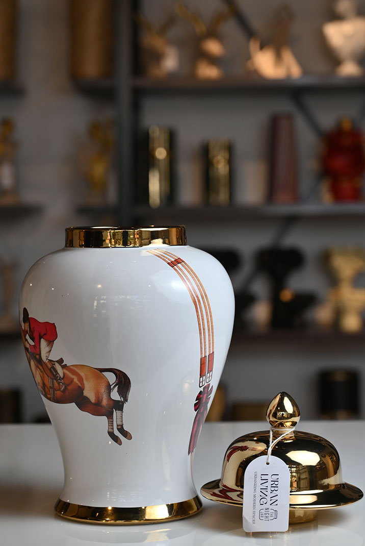 White Horserider Timeless Ceramic Vase