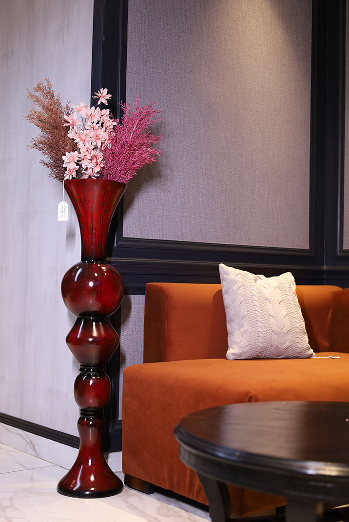 Opulent Amethyst Ribbed Vase Decorative Planter For Living Room