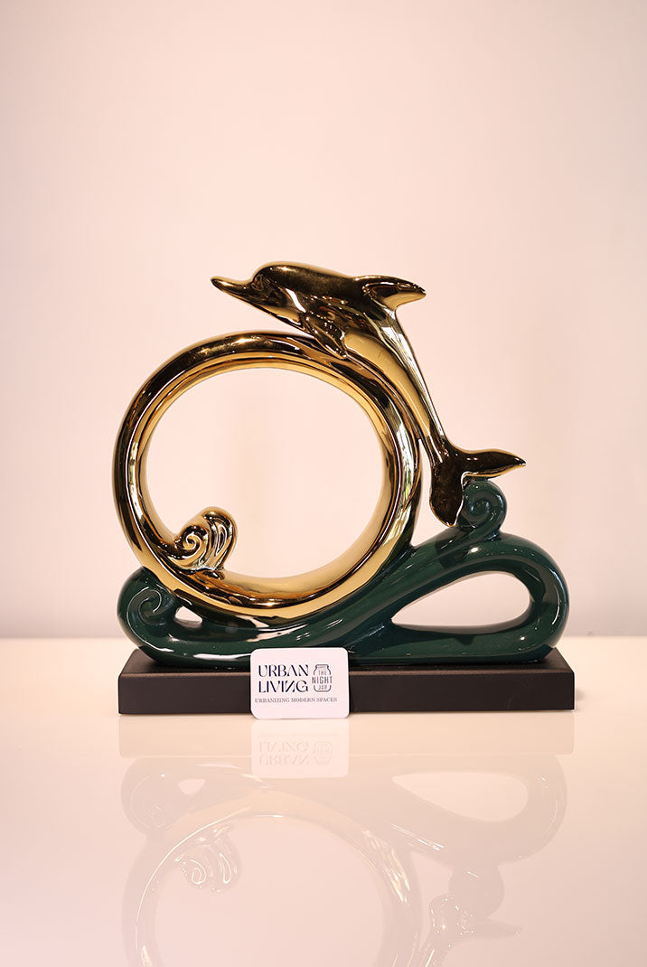 Gilded Dolphin Ring Decor Piece