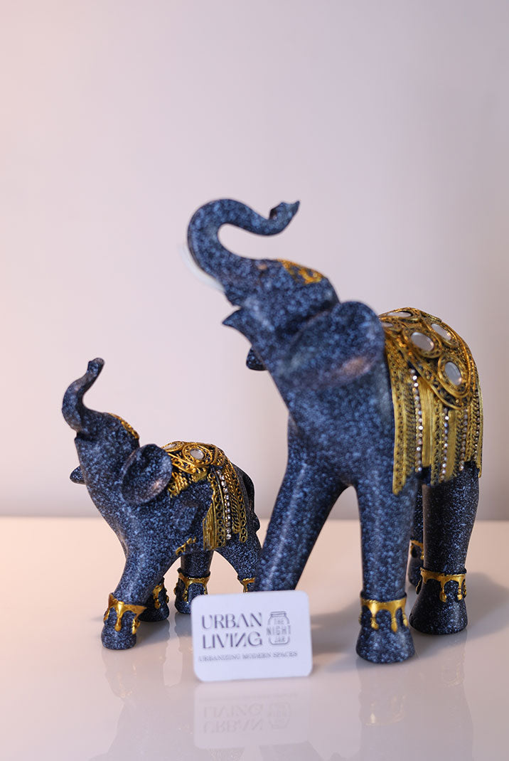 Azure & Gilded Elephants Duo