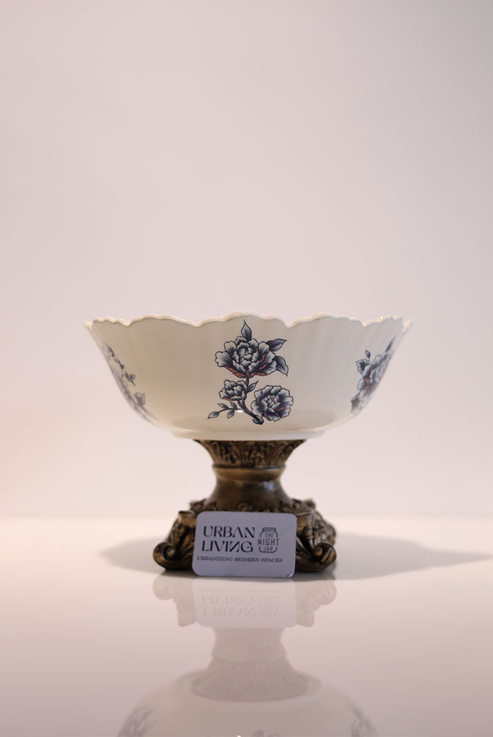 Royal Blue Blooms Vintage Ceramic Bowl