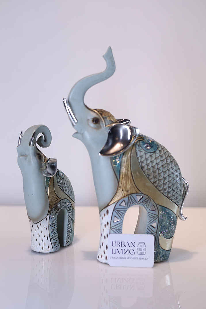 Grey Royal Elephants Duo Decor