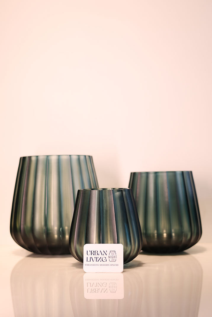 Lustrous Green Translucent Vase Set