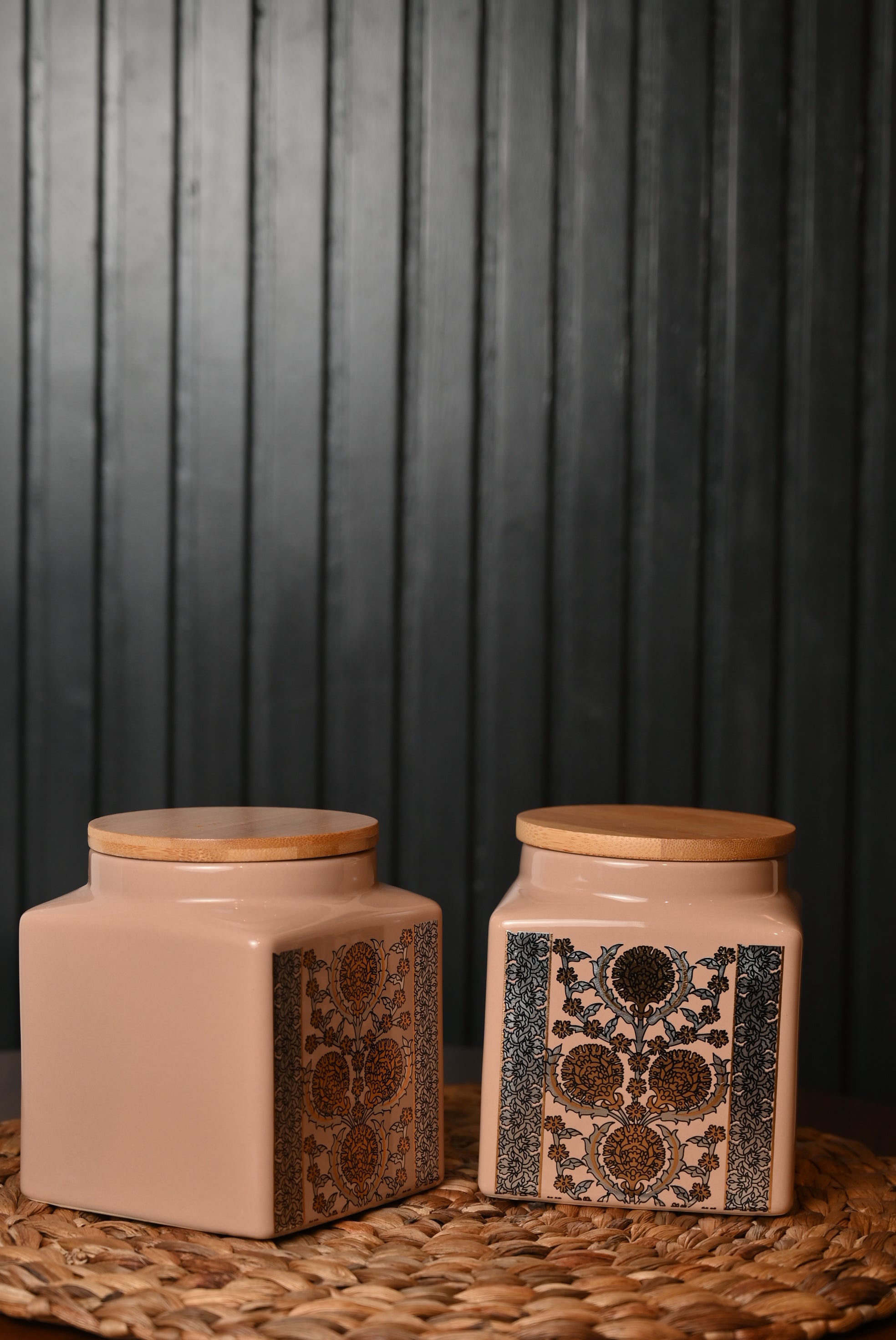 Boho Square Cream Multipurpose Jar Set of 2
