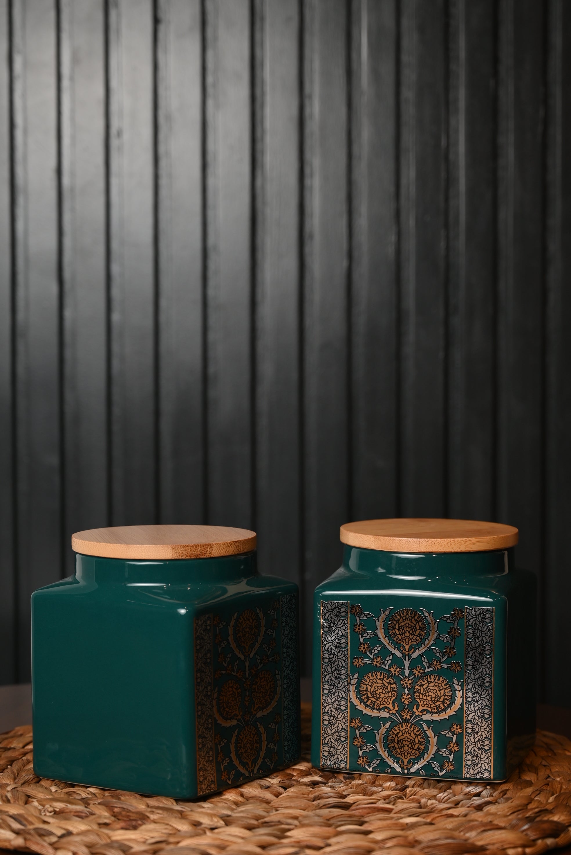 Boho Square Green Multipurpose Jar Set of 2