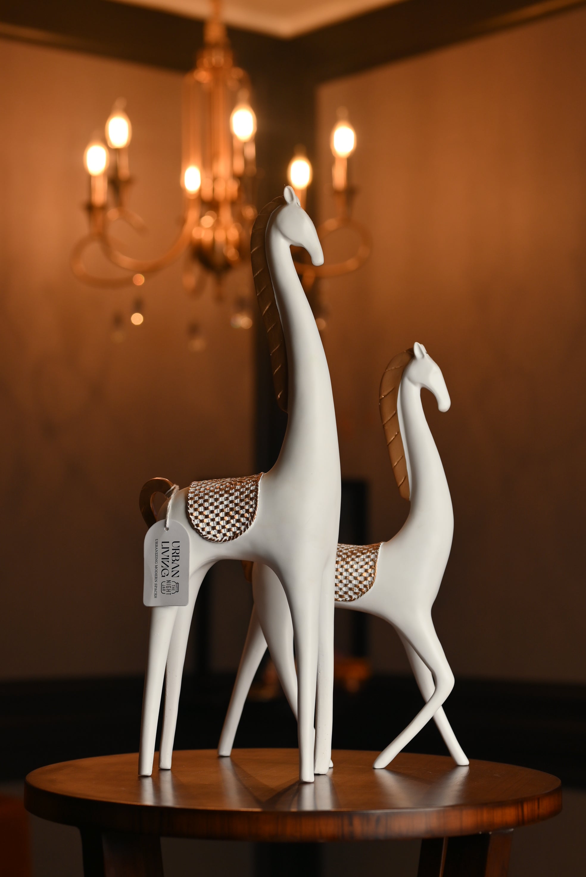 Crisp White Horse Decor Figurine Set of 2
