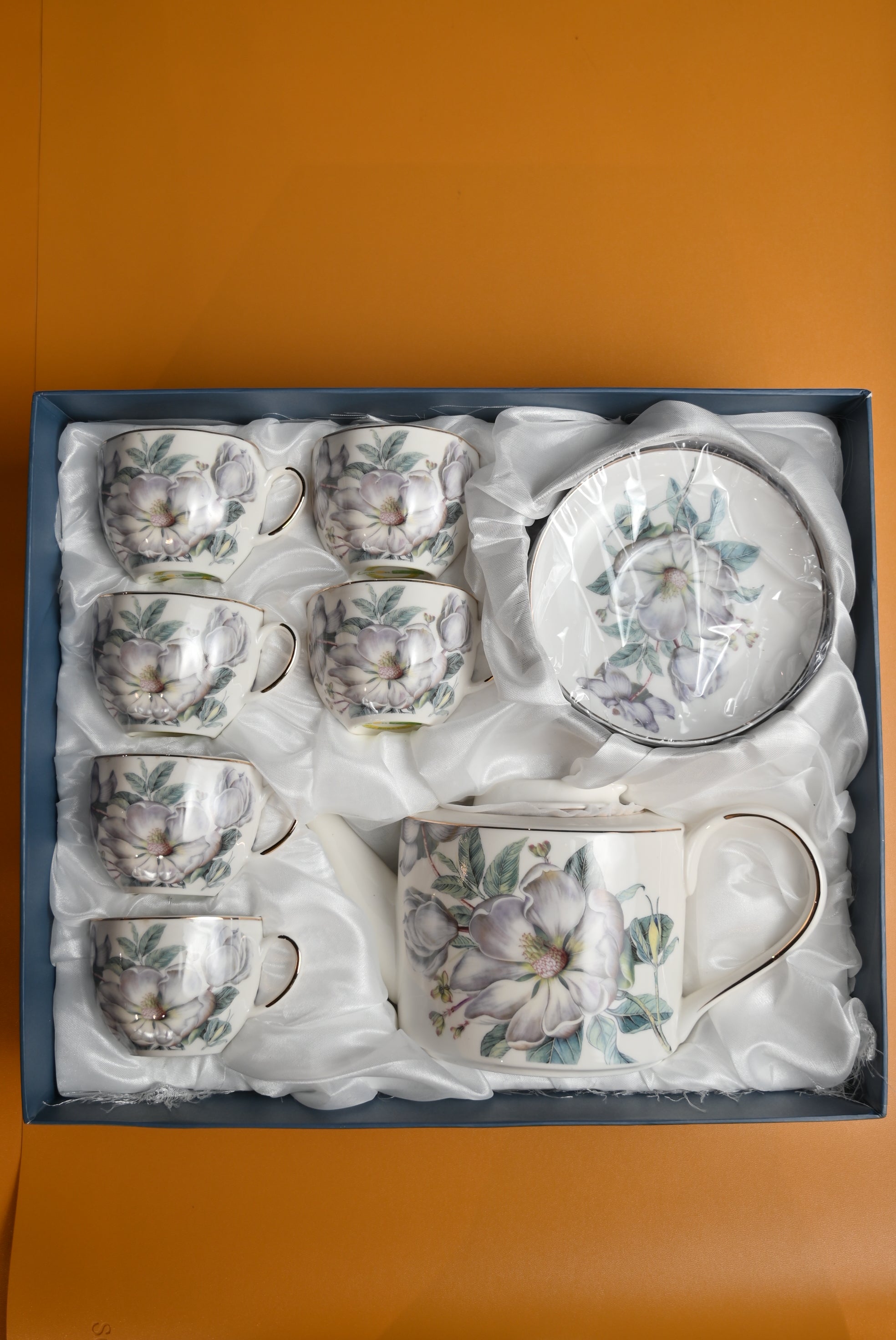 Lily White Saucer Teapot Cup Set of 13