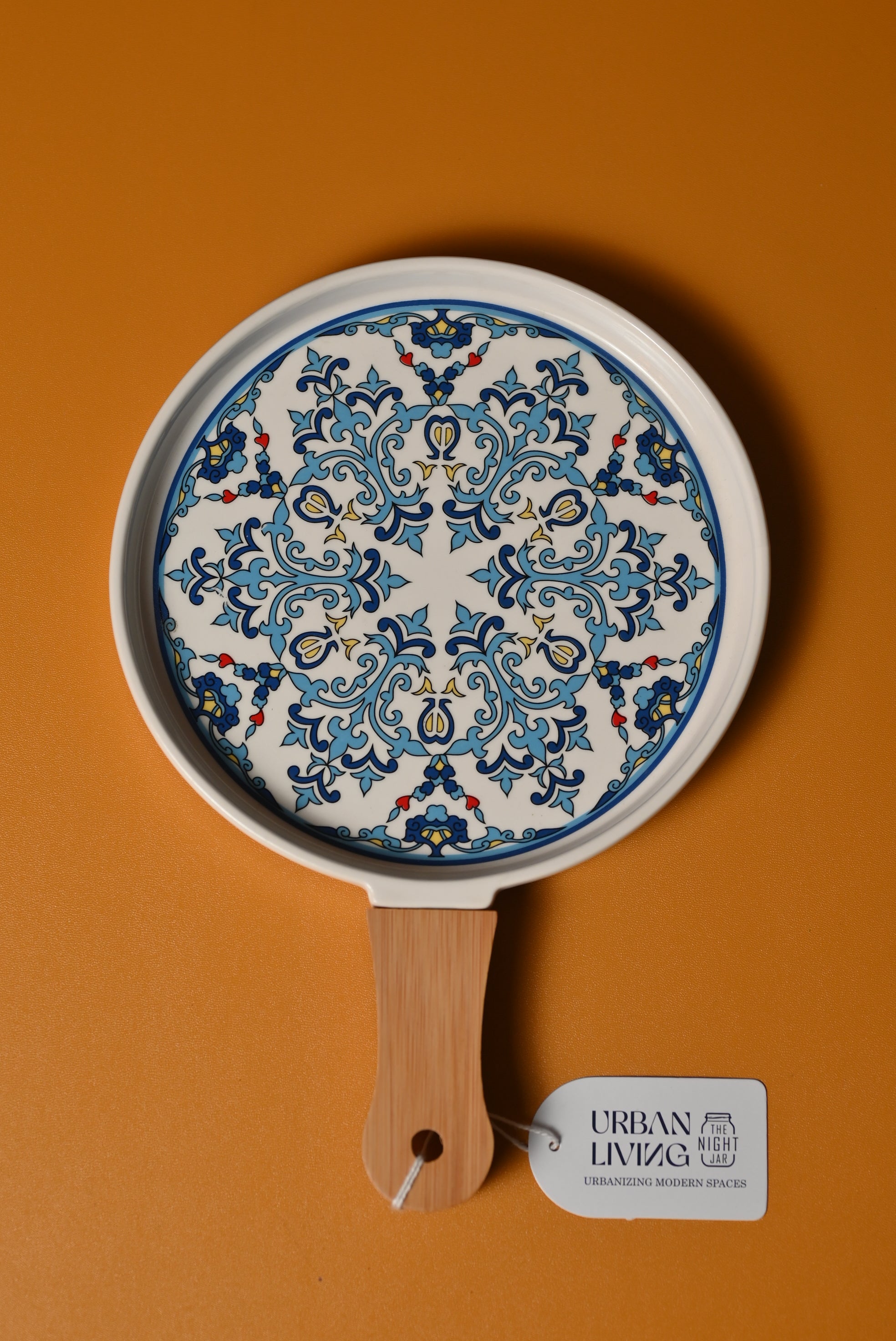 Moroccan Blue Round Platter with Handle