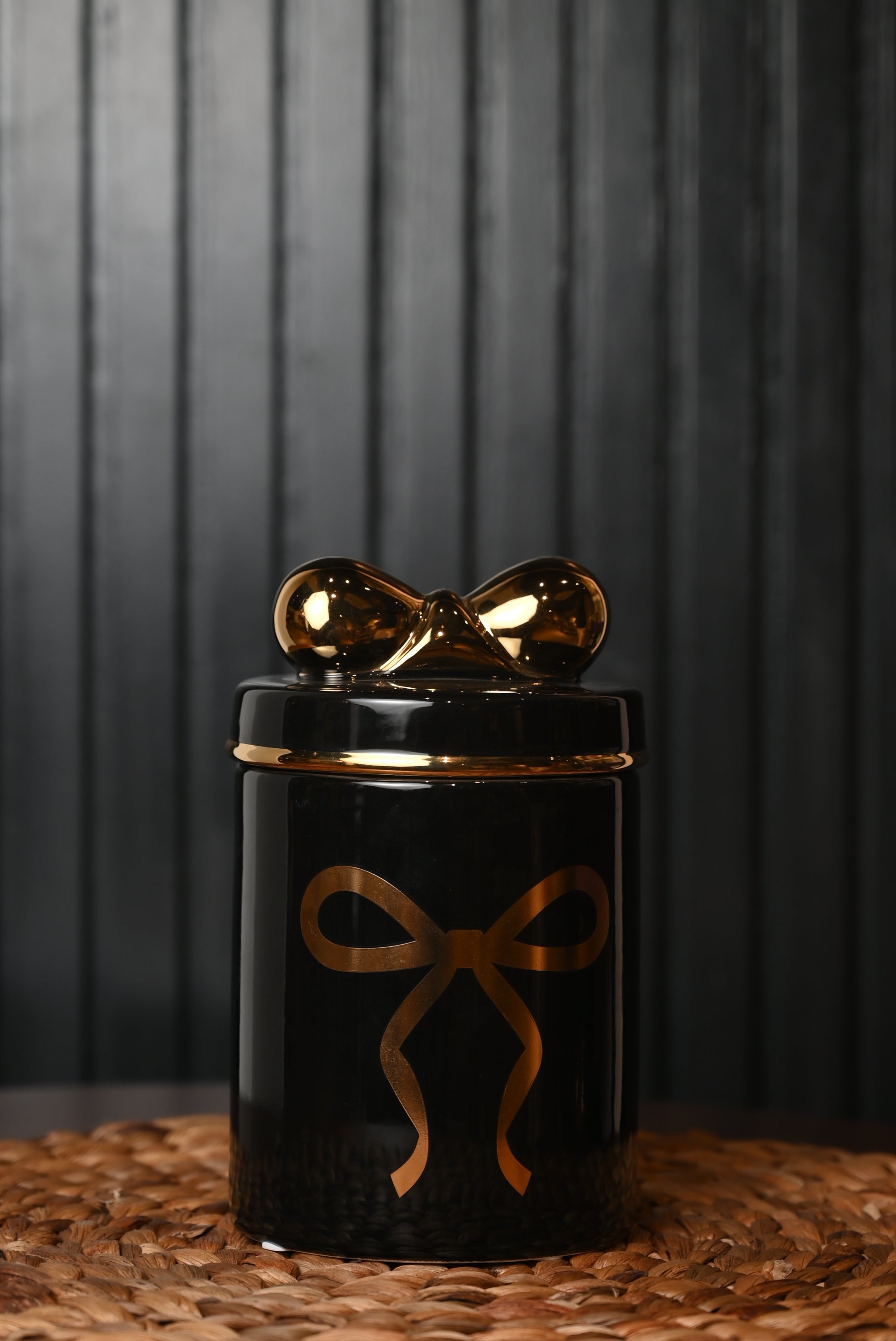 Premium Golden Black Bow Multipurpose Jar Urban Living Jaipur