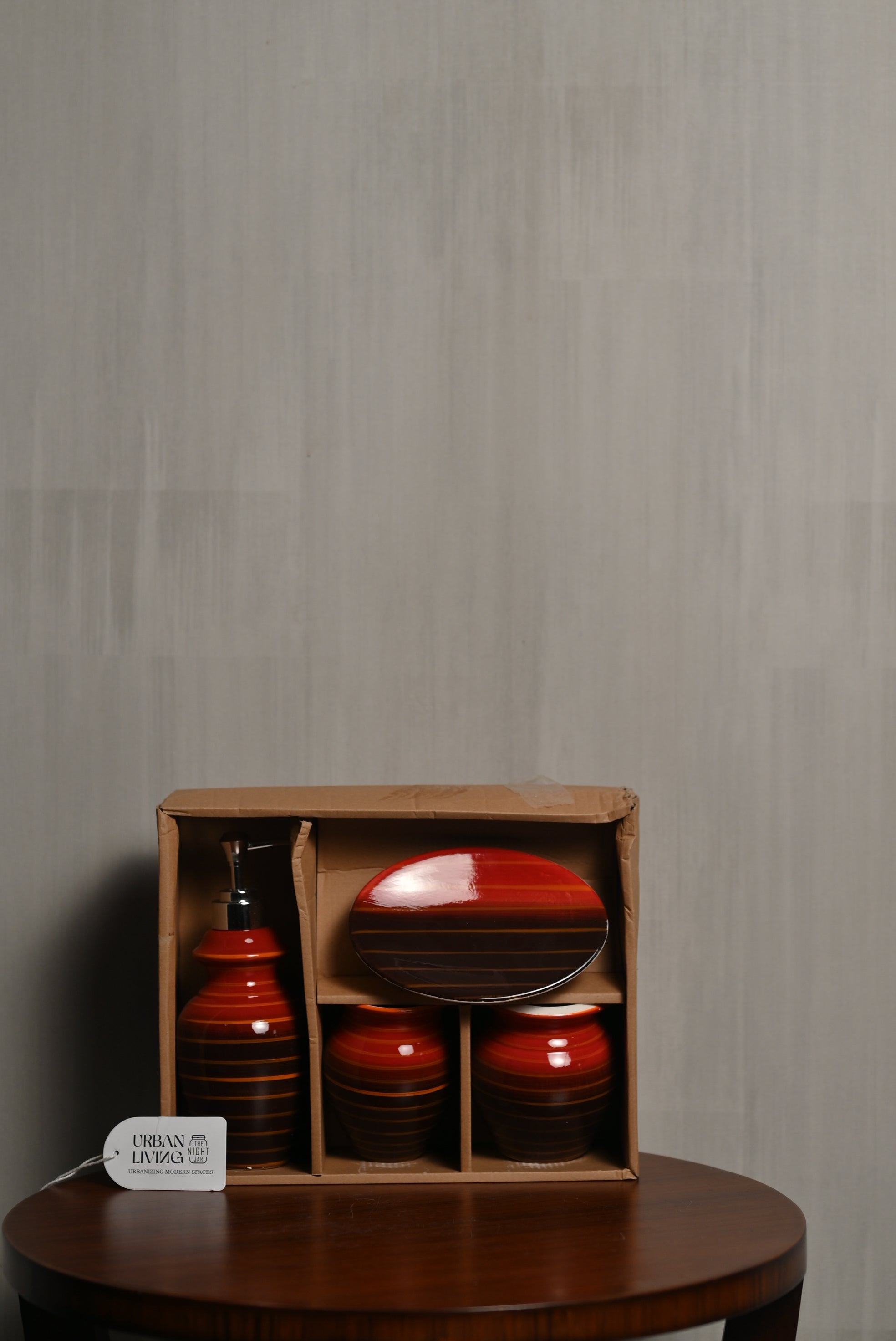 Premium Red & Brown Ceramic Bathroom Set of 4