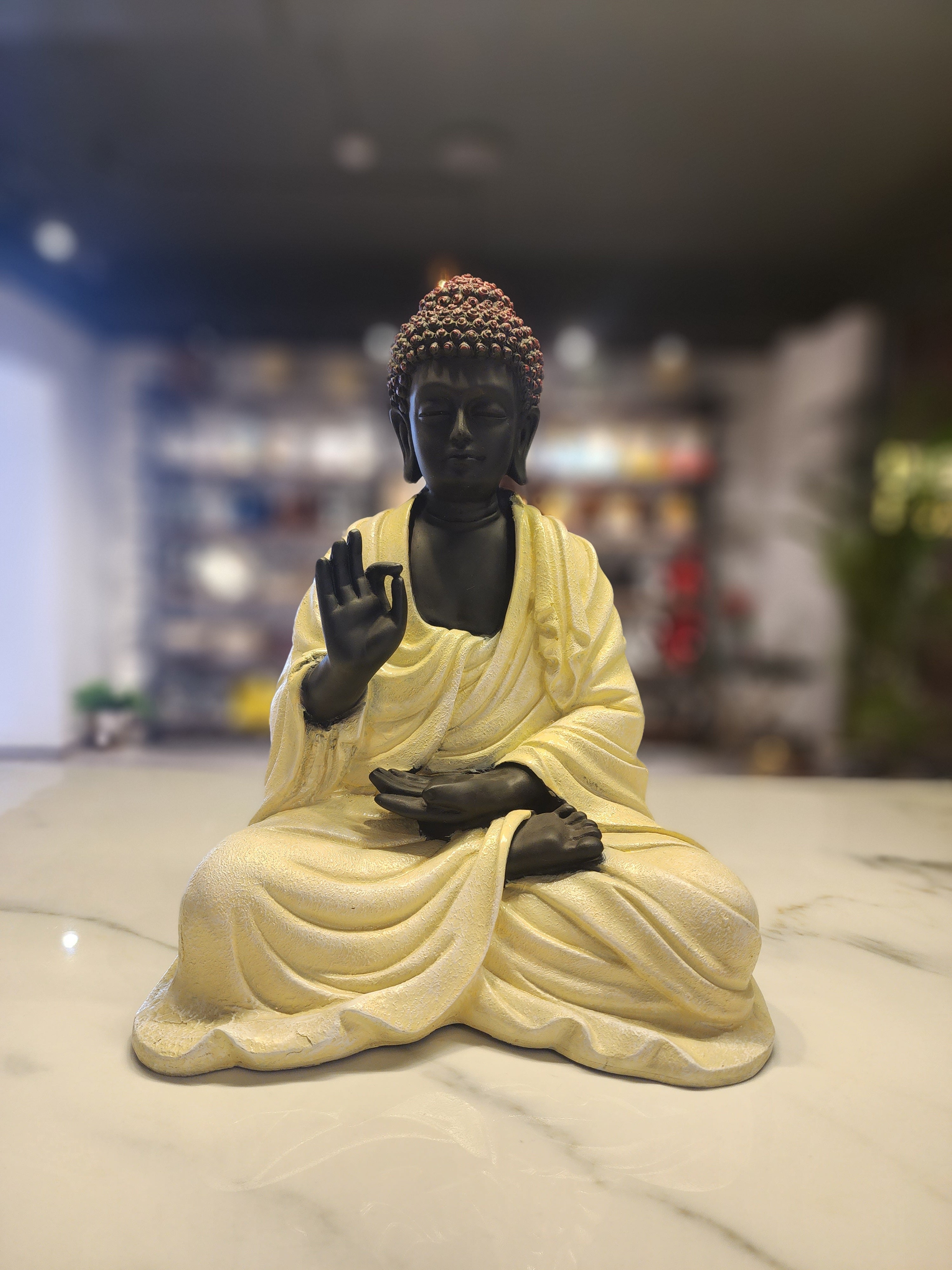 Beige Serene Azure Buddha Miniature