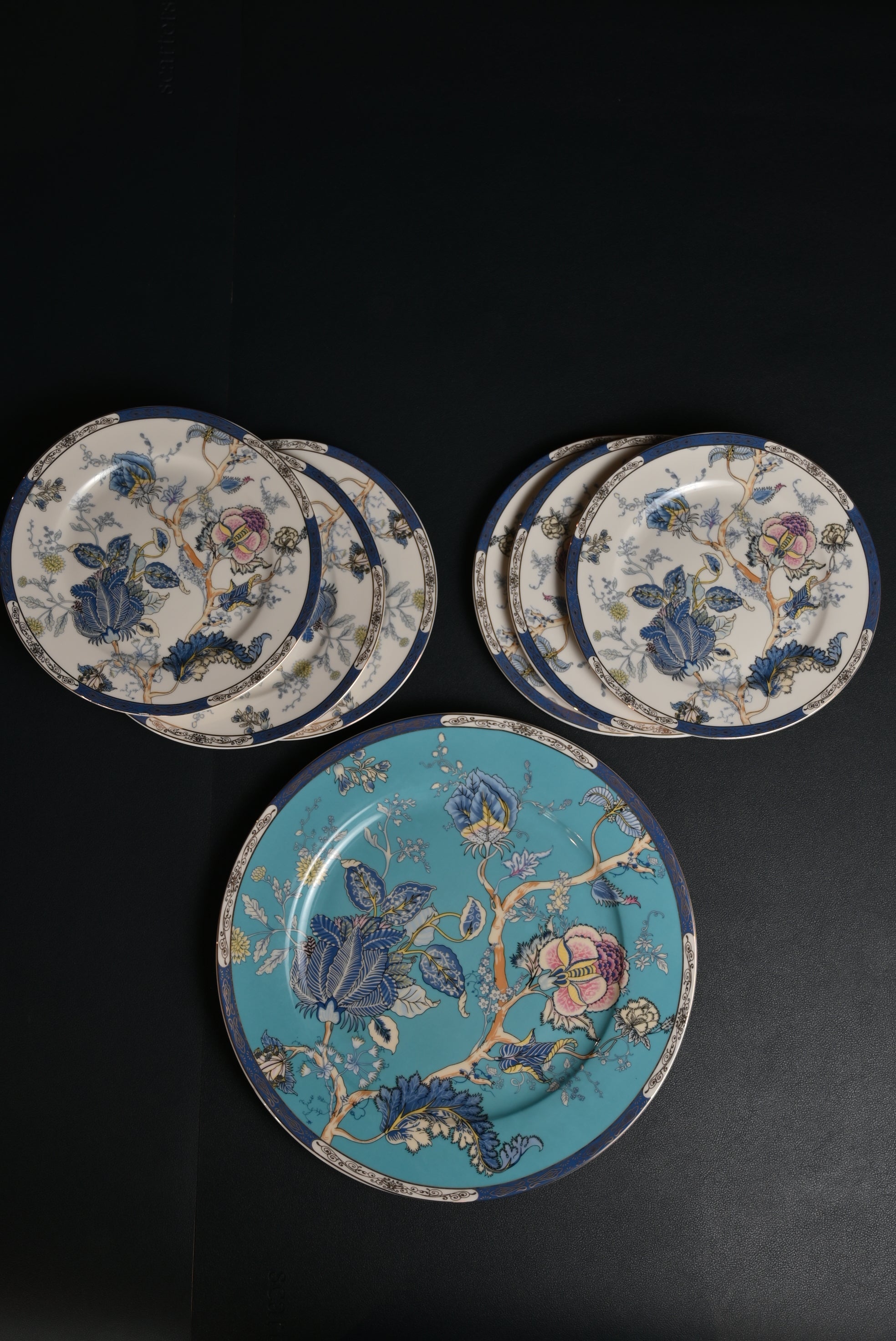 Vintage Floral Bone China Plate Set of 7
