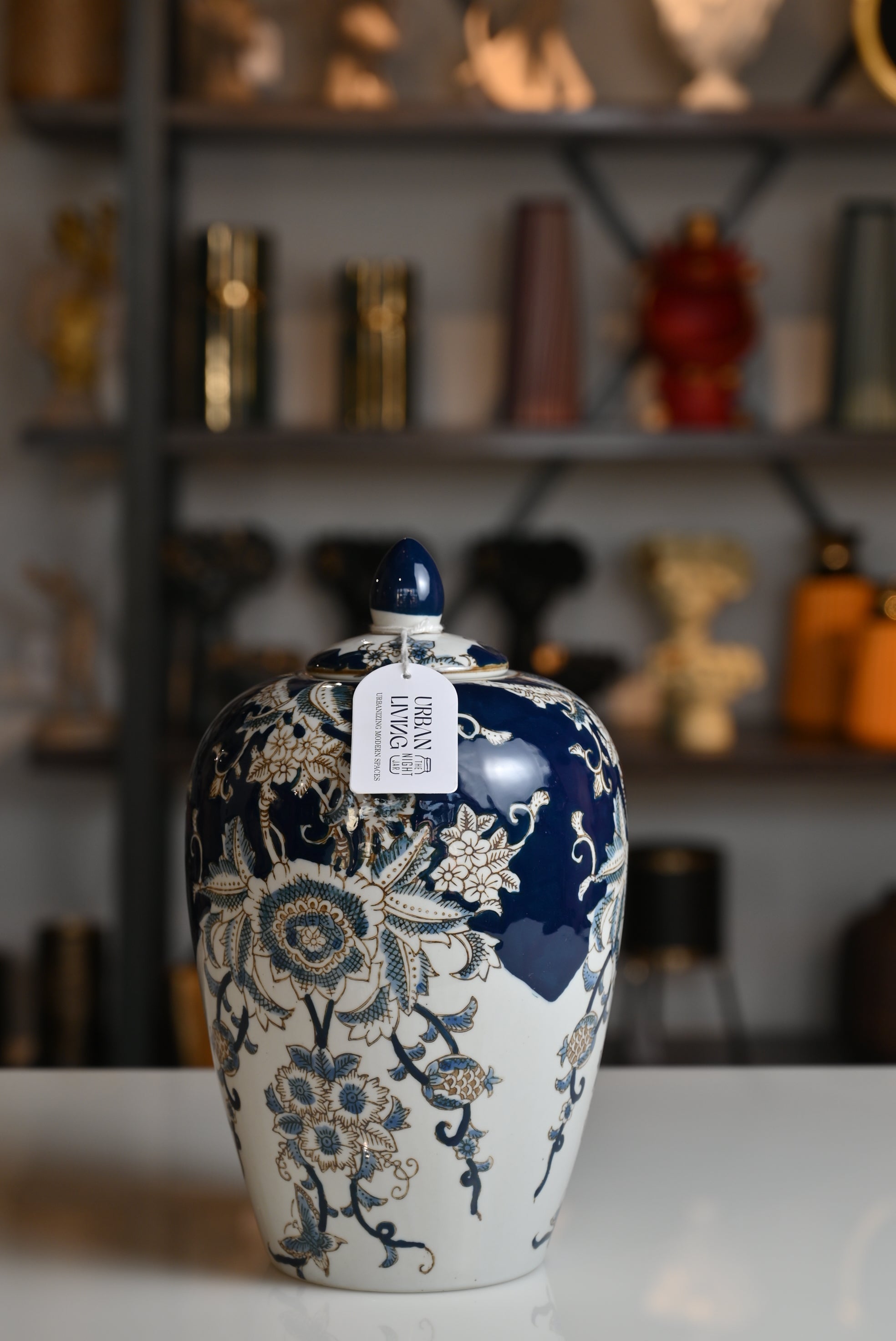 Vintage Floral Print Ceramic Vase